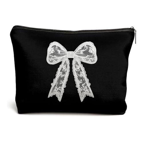 Coquette Lace Bow Makeup Bag Preppy Cosmetic Pouch for Women