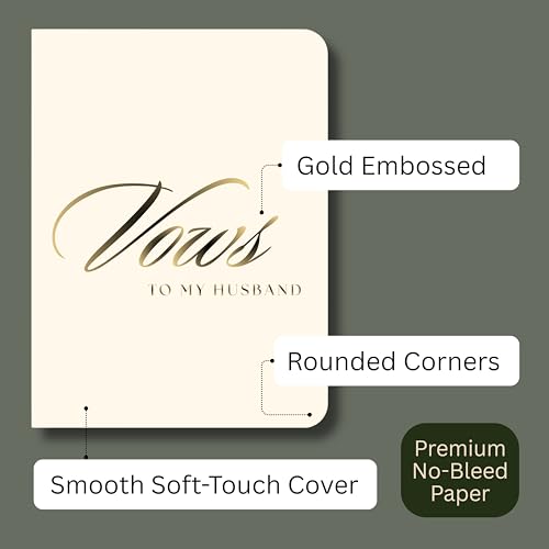 Elegant His and Hers Wedding Vow Books with Gold Foil - 24 Lined Pages, 5.5x4 Inches