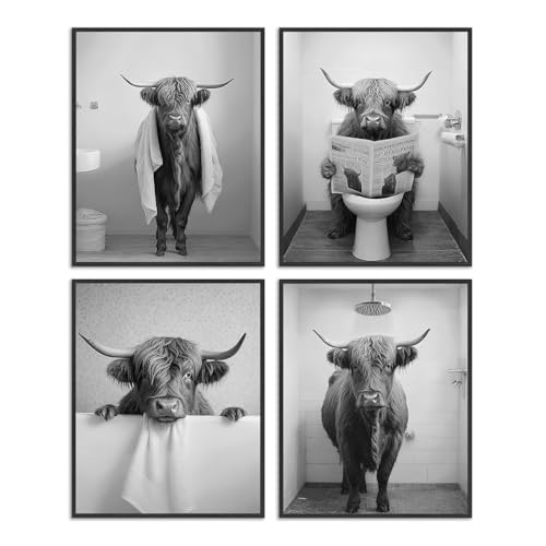 Funny Highland Cow Canvas Print - 8x10 Unframed Wall Art