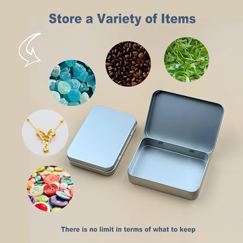 2-Pack Silver Hinged Tin Boxes 4.5" x 3.5" for Diamond Painting & Crafts