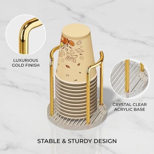 Elegant Gold Toothbrush & Mouthwash Cup Dispenser Holder
