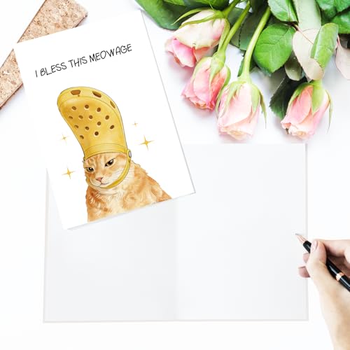 Funny Pope Cat Meme Wedding Card #2 - Humorous Engagement Card for Cat Lovers