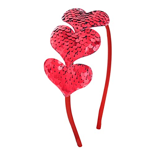 Red Sequin Heart Headband Glitter Love Hair Hoop for Valentine Day