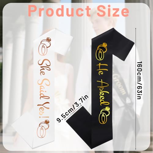 Bride & Groom Sash Set - Rose Gold & Gold Engagement Party Favors