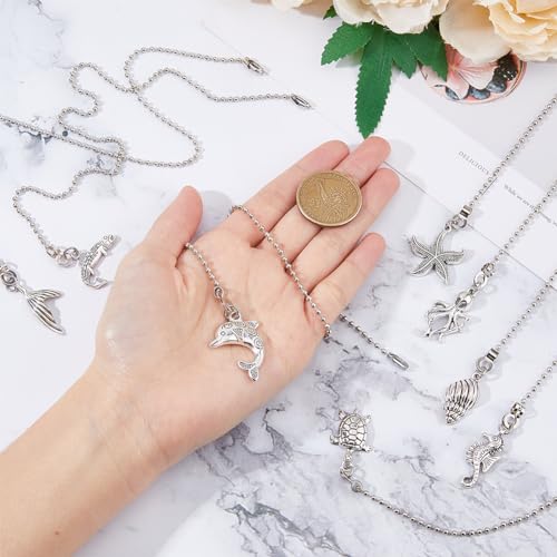 8Pcs Sea Animal Ceiling Fan Pull Chain Extenders, Antique Silver Nautical Decor