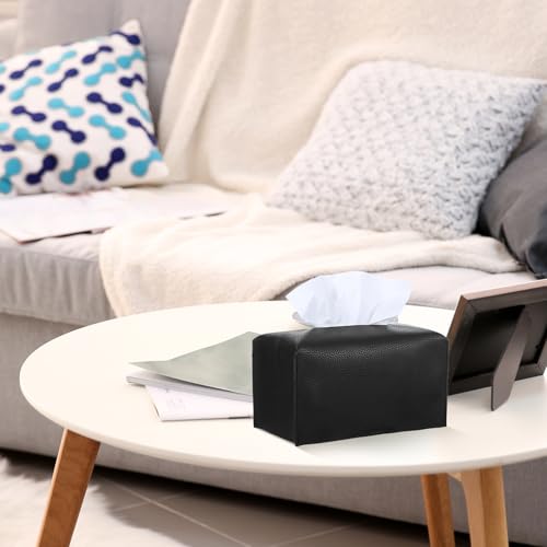 Modern Black PU Leather Rectangular Tissue Box Cover