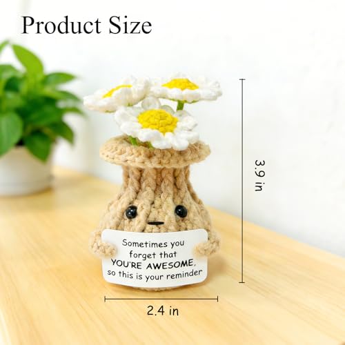 You Are Awesome Crochet Daisy Gift - Inspirational Handmade Decor & Easter Basket Stuffer
