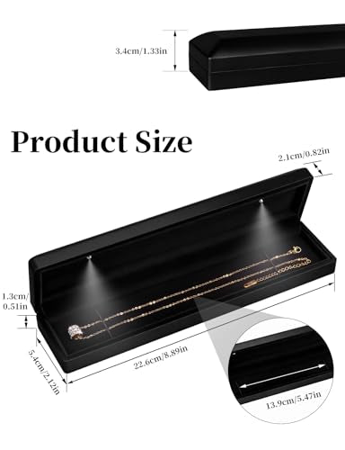 Hatori Black Long Chain Necklace Gift Box with LED Light