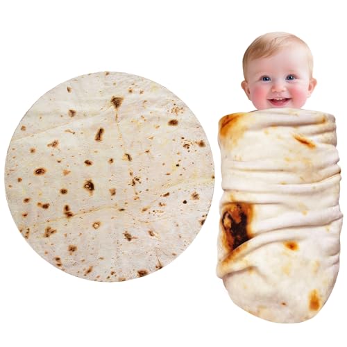 CASOFU Burrito Tortilla Swaddle Blanket - Beige, 36 Inches Soft Flannel Baby Blanket