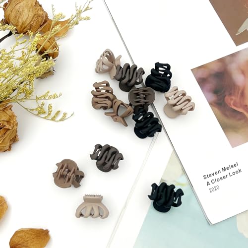 Attkryy Mini Matte Hair Claw Clips 12-Piece Small Jaw Clips Set