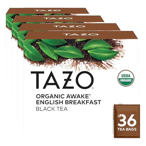 TAZO Organic Awake English Breakfast Black Tea, 36 Count (Pack of 4)