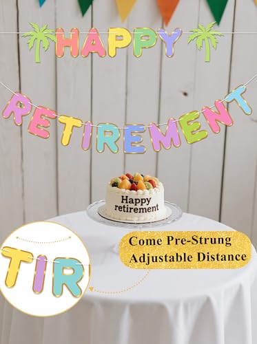 Pre-Strung Happy Retirement Banner - Colorful Hawaiian Decor
