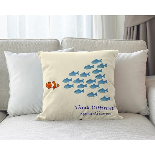 Moslion Many Fishes Throw Pillow Cover 18x18 Inch Cotton Linen - Pack of 1