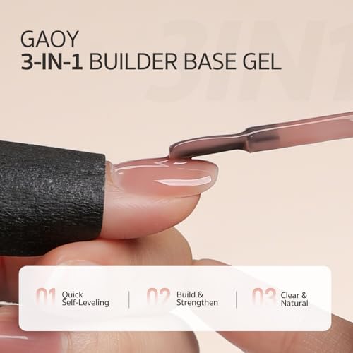 GAOY Rubber Base Gel - 16ml Nude Sheer Pink 3-in-1 Builder Nail Gel