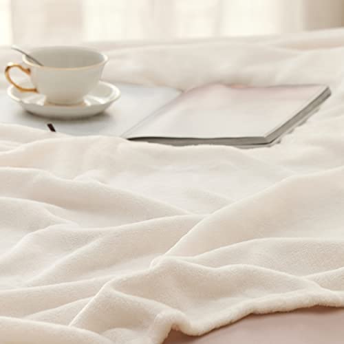Bedsure GentleSoft Cream Throw Blanket - 50x60 Inches Cozy Fleece