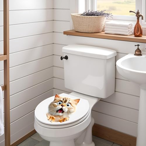 3D Kitten Toilet Lid Sticker - Waterproof Removable Bathroom Decal