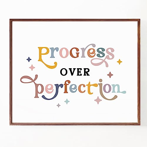 Progress Over Perfection Classroom Poster Motivational Wall Art Boho Decor
