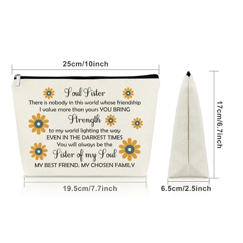 Soul Sister Makeup Bag - Best Friend Cosmetic Travel Pouch Gift