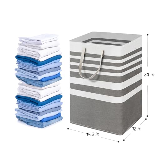 MANYOND 2-Pack 75L Collapsible Laundry Baskets, Grey Freestanding Hamper