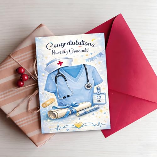 Nursing Graduation Card with Luxury Envelope & Gold Seal - RN Gift