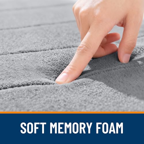 OLANLY Memory Foam Bath Mat, 30x20 Inch Grey Non-Slip Bathroom Rug