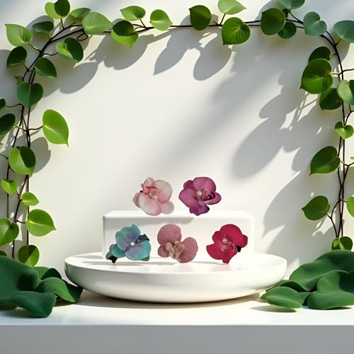5Pcs Artificial Orchid Hair Clips Silk Phalaenopsis Barrettes