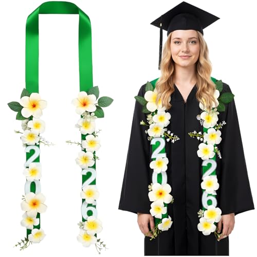 65 Inch Graduation Lei Class of 2026 - Yellow Plumeria Floral Wreath