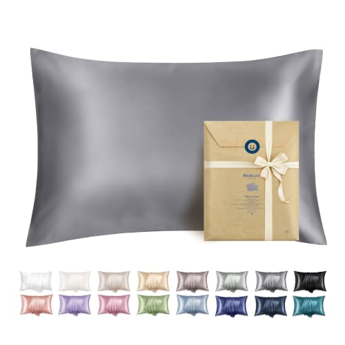 Bedsure King Satin Pillowcase Set of 2 with Zipper - Dark Grey