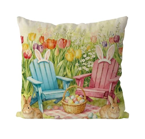 Easter Pillow Covers 18x18 Inch | Soft Polyester Decorative Cushion