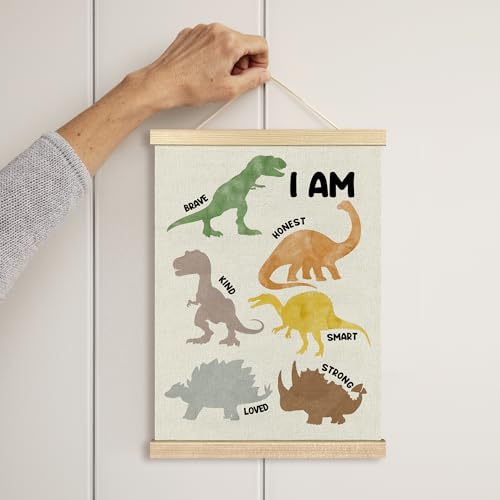 Dinosaur Wall Art for Kids - 12x16 Inspirational Canvas Decor