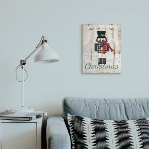 Merry Christmas Nutcracker Canvas Wall Art - 16 x 20 Inches Holiday Decor