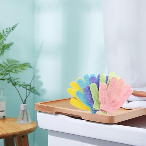 MOLOPPO Exfoliating Bath Gloves 2-Pack - Black Stretch Scrub Mitts