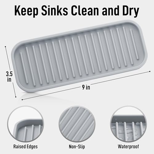 Zulay Kitchen Silicone Sponge Holder - 9x3.5in Grey Heavy-Duty Sink Caddy