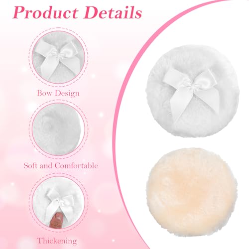 Large Fluffy Body Powder Puff 2-Pack - 3.5 Inch Thick Soft Dusting Pad