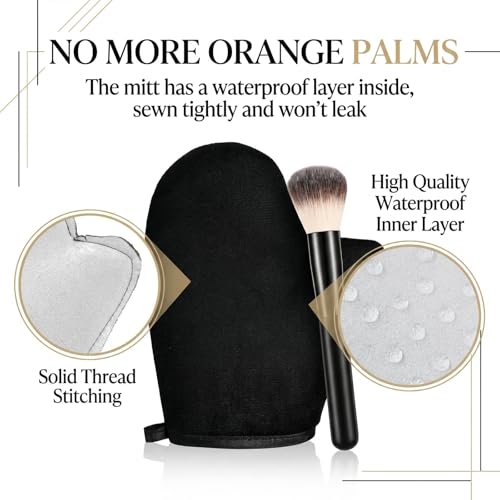 Tweruna Self Tanner Mitt and Brush Set for Flawless Application