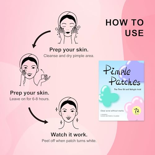 Cute Hydrocolloid Pimple Patches with Salicylic Acid & Tea Tree (72 Count)