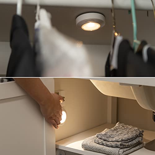 Amazon Basics LED Puck Light, Battery Operated Under Cabinet Lighting, 2-Pack