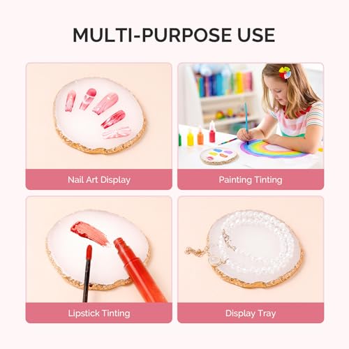 MelodySusie Resin Nail Art Palette - Round Color Mixing Board for Gel Polish and Acrylics