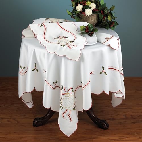 Embroidered Christmas Table Runner - Ivory 15x108 Holiday Decor