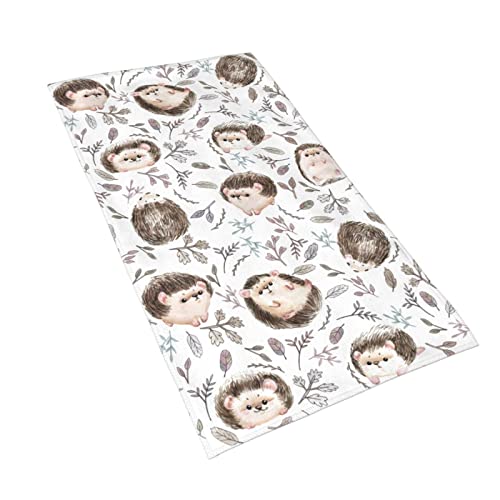 Ohiokwei White Hedgehog Pattern Hand Towels 27.5x15.7 Inches Ultra Soft & Absorbent