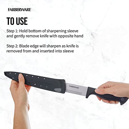 Farberware 8-Inch Slicing Knife with Self-Sharpening Sheath - Black/Gray