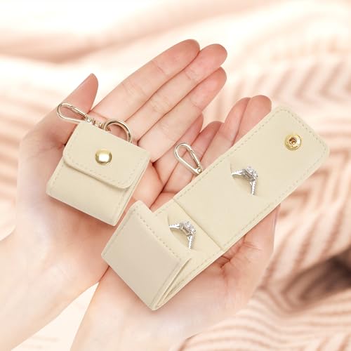 KUKUVR Mini Travel Jewelry Organizer Case with Keychain White