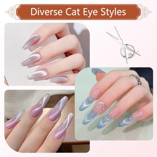 Cat Eye Nail Magnet Set - Hollow Ring, Square & French Y Magnets