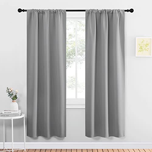 NICETOWN Silver Grey 34x72-Inch Blackout Curtain Panels - Pack of 2 for Front Door Sidelight Windows