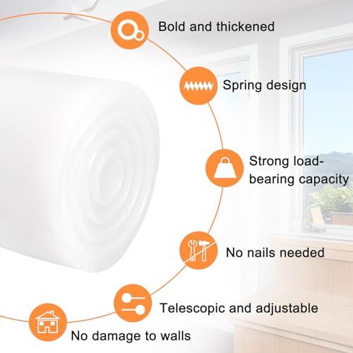 uxcell Adjustable Spring Tension Curtain Rod, 16 to 28 Inch, No Drilling