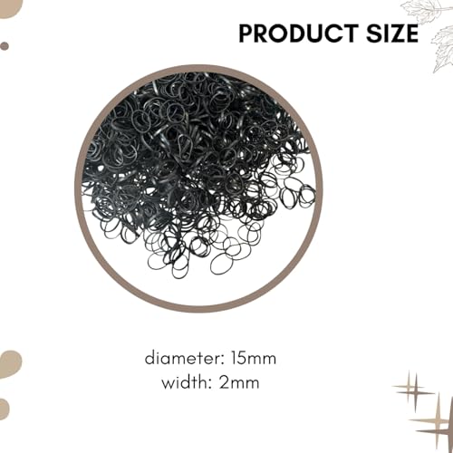 PIDOUDOU 2000 Pcs Mini Hair Rubber Bands - Black Elastic Hair Ties for Braids