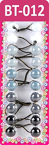 New Tara Girls Bubble Ball Ponytail Elastics Multi Grey 10 Pack
