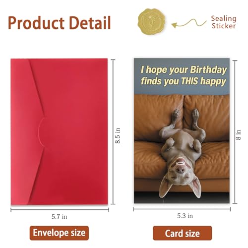 Funny Dog Birthday Card for Men and Women with Envelope