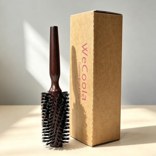 WeCoola Natural Wooden Round Boar Bristle Hair Brush Set for Blowouts