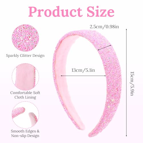 Glitter Headbands for Girls - 3 Pcs Rainbow Sequin Hair Accessories